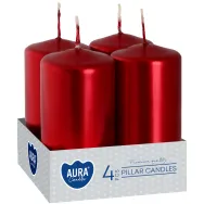 Lumanari ornamentale stalp 9h rosu metalizat 4b - BISPOL
