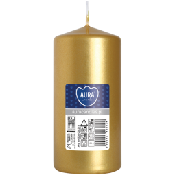 Lumanare ornamentala stalp 20h auriu 140g - BISPOL