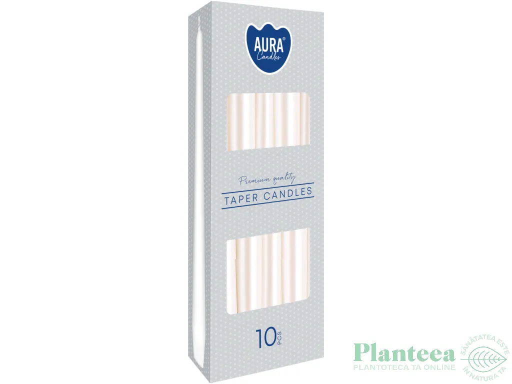 Lumanari ornamentale conice 7h alb perlat 10b - AURA