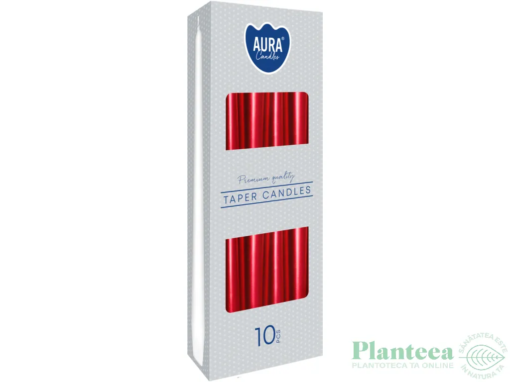 Lumanari ornamentale conice 7h rosu metalizat 10b - AURA