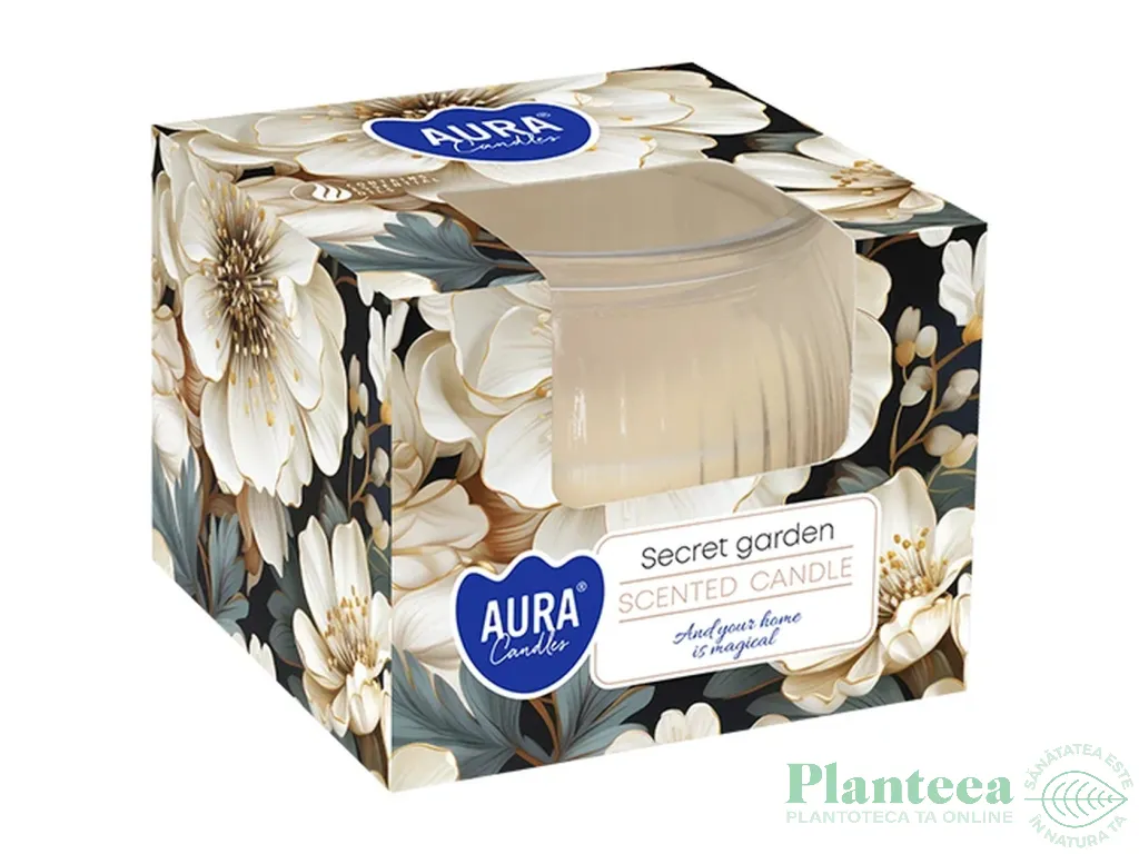 Lumanare parfumata pahar 18h petale flori 80g - AURA
