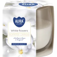 Lumanare parfumata pahar 24h white flower 130g - AURA