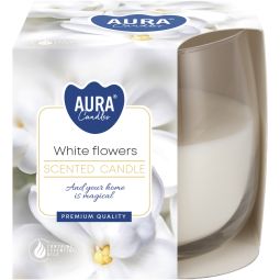 Lumanare parfumata pahar 24h white flower 130g - AURA