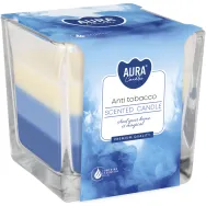 Lumanare parfumata pahar 3culori 32h antitabac 170g - AURA