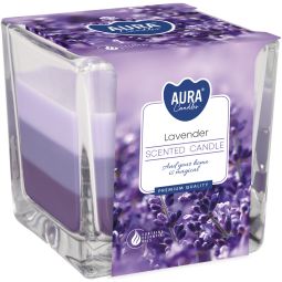 Lumanare parfumata pahar 3culori 32h lavanda 170g - AURA