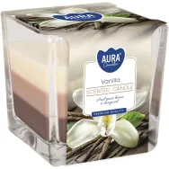Lumanare parfumata pahar 3culori 32h vanilie 170g - AURA