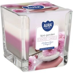 Lumanare parfumata pahar 3culori 32h spa garden 170g - AURA