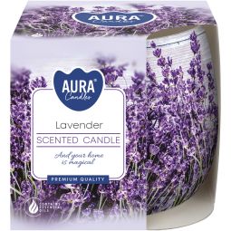 Lumanare parfumata pahar imprimat 20h lavanda 100g - AURA