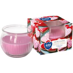 Lumanare parfumata pahar 18h prajituri vanilie 80g - AURA