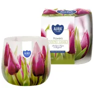 Lumanare parfumata pahar imprimat 20h flori lalele 100g - AURA