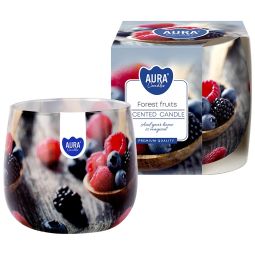 Lumanare parfumata pahar imprimat 20h fructe padure 100g - AURA