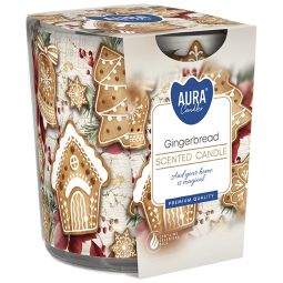 Lumanare parfumata pahar imprimat 22h Turta dulce 100g - AURA