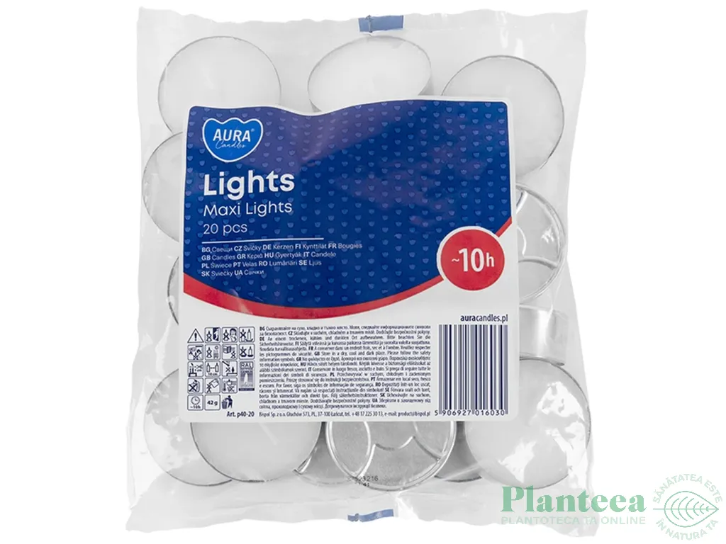 Lumanari pastila neparfumate 10h maxi 20b - AURA