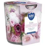 Lumanare parfumata pahar imprimat 22h trandafir 100g - AURA