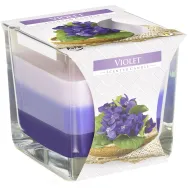Lumanare parfumata pahar sticla 3culori 32h violet 170g - AURA