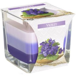 Lumanare parfumata pahar sticla 3culori 32h violet 170g - AURA