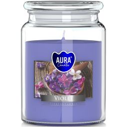 Lumanare parfumata borcan cu capac sticla 100h violet 500g - AURA