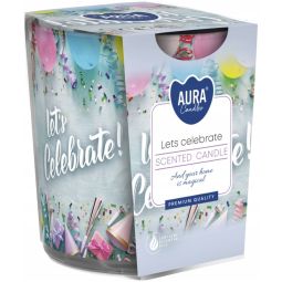 Lumanare parfumata pahar imprimat 22h Let's celebrate 100g - AURA
