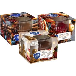 Set 3x Lumanari parfumate pahar 18h Arome Iarna 3tipuri 80g - AURA