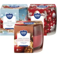 Kit 3x Lumanari parfumate pahar imprimat 20h  Miresme Sarbatori 3tipuri 100g - AURA