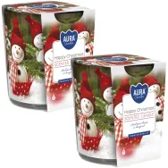 Set 2x Lumanari parfumate pahar imprimat 22h Happy Christmas 100g - AURA