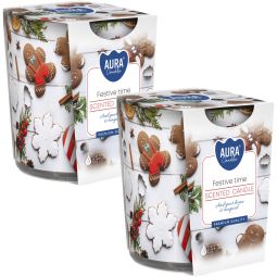 Set 2x Lumanari parfumate pahar imprimat 22h Festive Time 100g - AURA