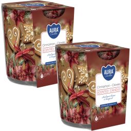 Set 2x Lumanari parfumate pahar imprimat 22h cinnamon cloves 100g - AURA