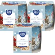 Set 3x Lumanari parfumate pahar imprimat 20h Winter 100g - AURA