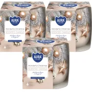 Set 3x Lumanari parfumate cu uleiuri esentiale pahar imprimat 20h Wonderful Christmas 100g - AURA