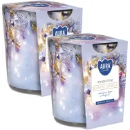 Set 2x Lumanari parfumate pahar imprimat 22h Xmas time 100g - BISPOL