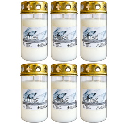 Set 6x Candele cu capac 45h alb 162g - LAURA
