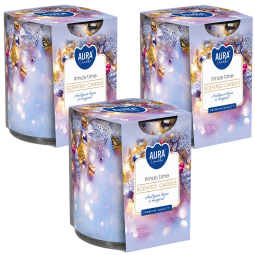 Set 3x Lumanari parfumate pahar imprimat 22h Xmas time 100g - AURA