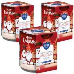 Set 3x Lumanari parfumate pahar imprimat 22h Merry Christmas 100g - AURA