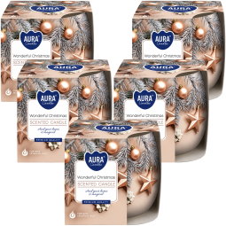 Set 5x Lumanari parfumate pahar imprimat 20h Wonderful Christmas 100g - AURA