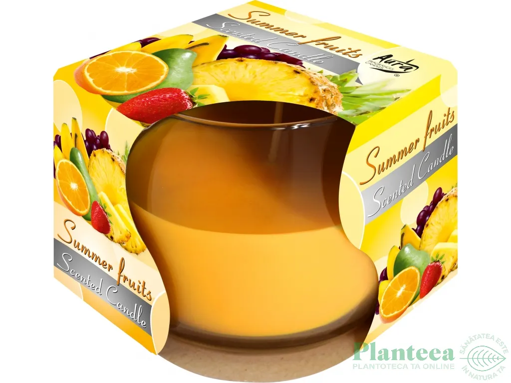 Lumanare parfumata pahar 24h fructe vara 130g - AURA
