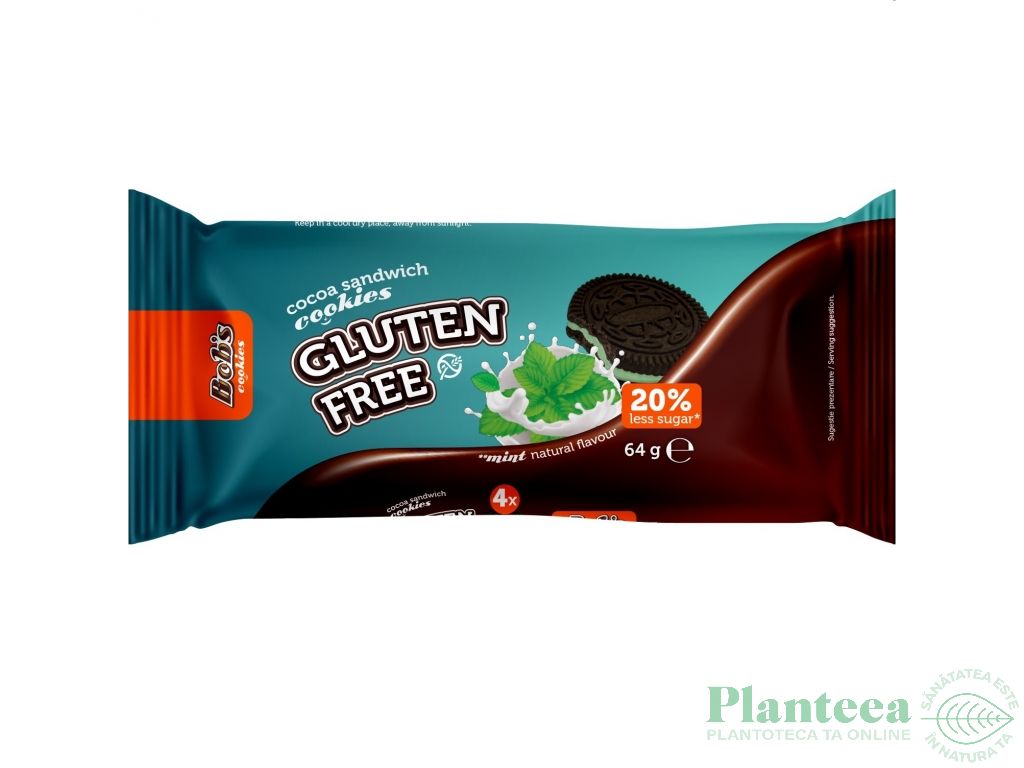 Biscuiti sandwich cacao menta fara gluten 64g - BOB FOODS