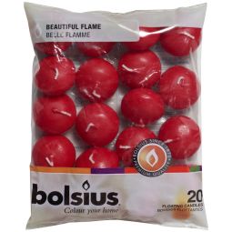 Lumanari plutitoare neparfumate 4,5h rosu professional 20b - BOLSIUS