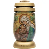 Candela sticla 36h model Maica Domnului vitraliu 540g - BOLSIUS