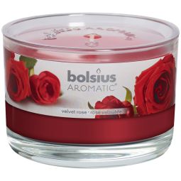 Lumanare parfumata pahar cu capac 26h trandafir 370g - BOLSIUS