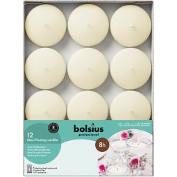 Lumanari plutitoare neparfumate 8h crem professional 12b - BOLSIUS