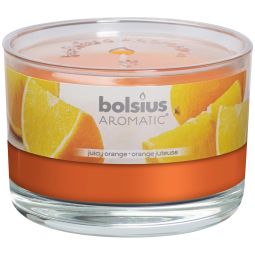 Lumanare parfumata pahar cu capac 26h portocala 370g - BOLSIUS