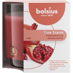Lumanare parfumata pahar 43h rodie True Scents 660g - BOLSIUS