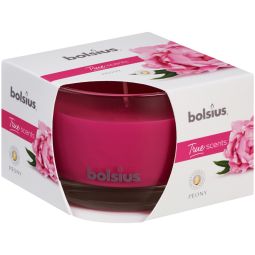 Lumanare parfumata pahar 24h bujor True Scents 440g - BOLSIUS