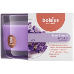 Lumanare parfumata pahar 14h lavanda True Scents 300g - BOLSIUS