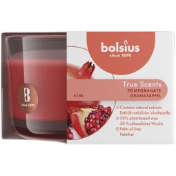 Lumanare parfumata pahar 14h rodie True Scents 300g - BOLSIUS