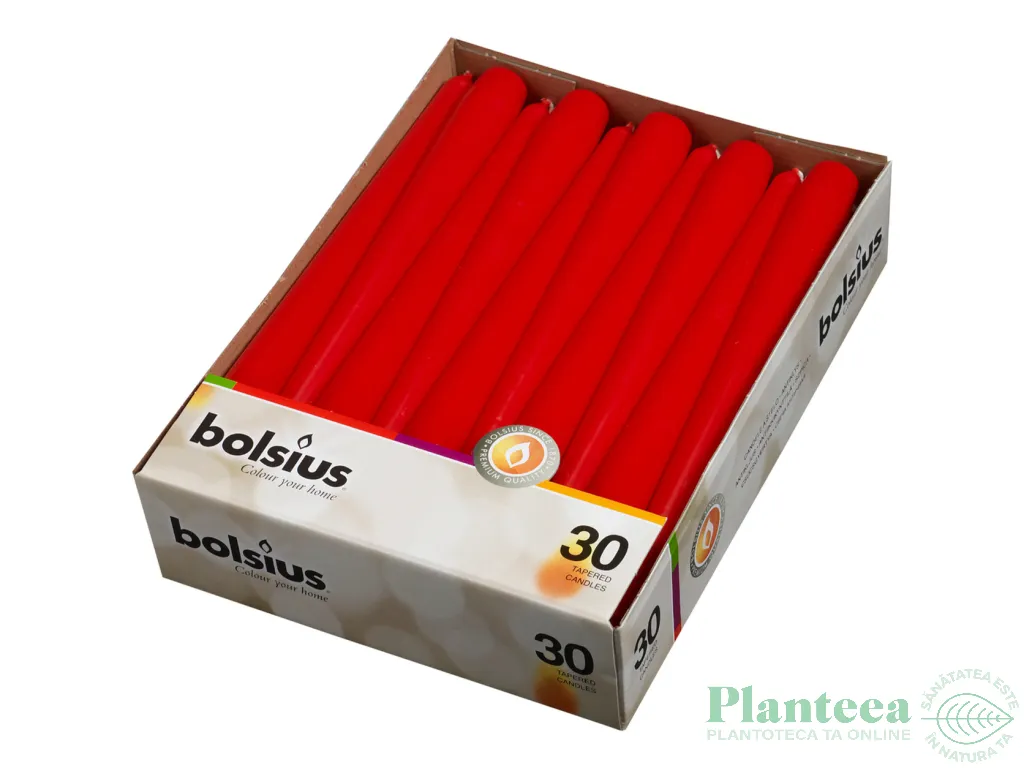 Lumanari ornamentale conice 7,5h rosu 30b - BOLSIUS