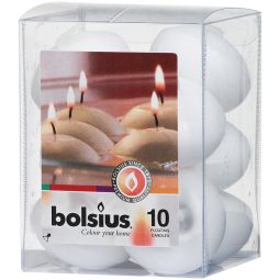 Lumanari plutitoare neparfumate 4,5h alb 10b - BOLSIUS