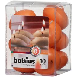 Lumanari plutitoare neparfumate 4,5h portocaliu 10b - BOLSIUS