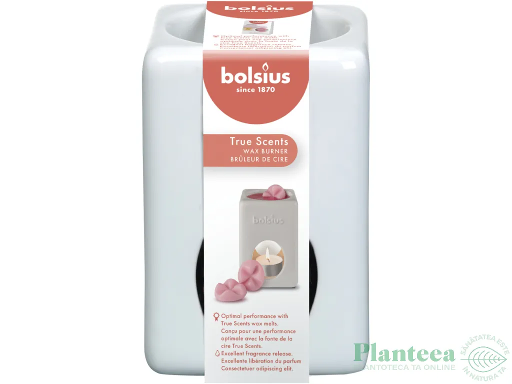 Suport vas patrat uleiuri aromate/chipsuri ceara parfumata 85x125mm - BOLSIUS