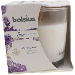 Lumanare parfumata pahar 14h so relaxed lavanda musetel True Moods 300g - BOLSIUS